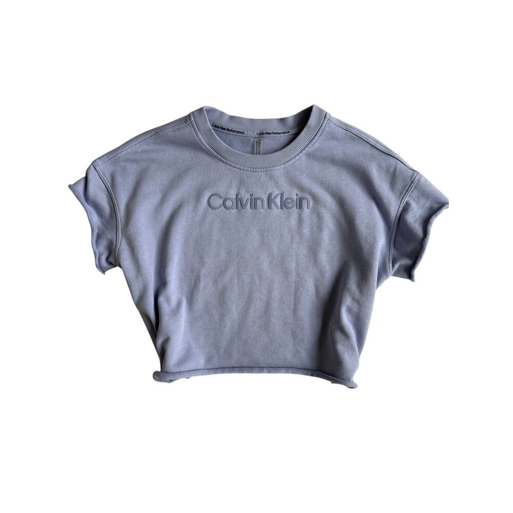Calvin Klein Performance Womens Cotton Blend Lavender Cropped Sweatshirt Crew S
